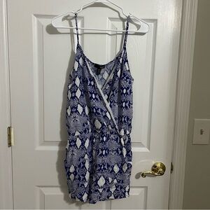 Aqua by Bloomingdales Blue and White Pattern Romper New with‎ Tags Sz M